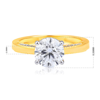 Solid Gold 2.24ct Natural Diamond Round Solitaire Hidden Ring