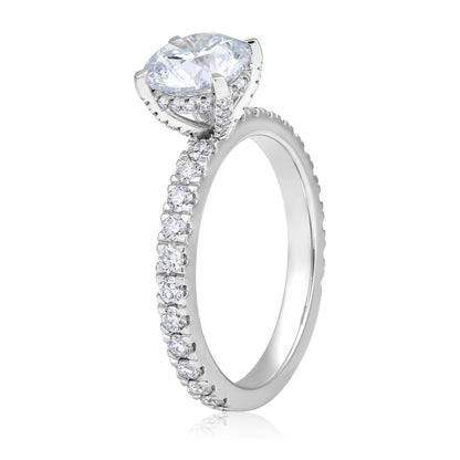 Solid Gold 2.4ct Natural Diamond Round Solitaire Halo Ring