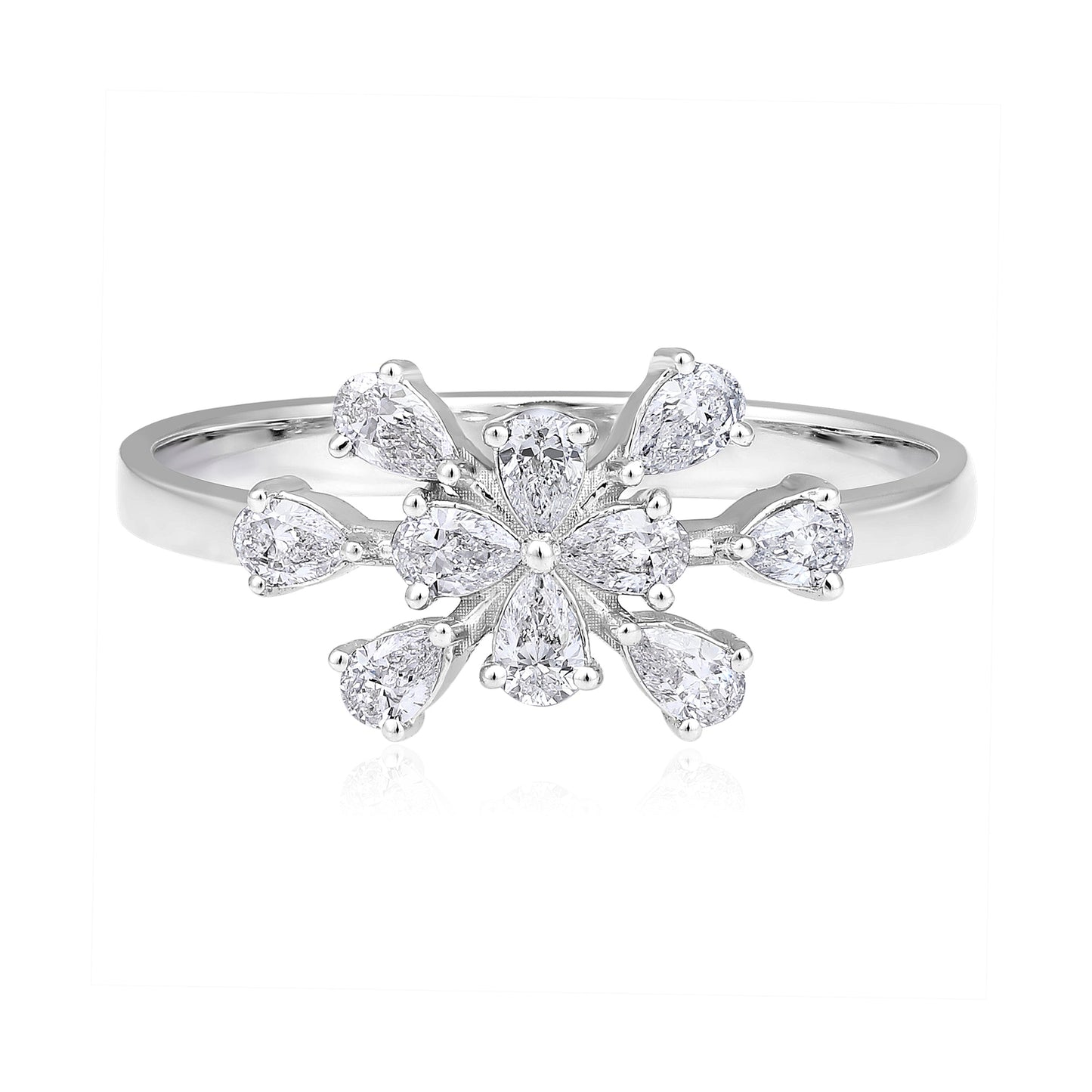 Solid Gold 0.5ct Natural Diamond Pear Snowflake Ring