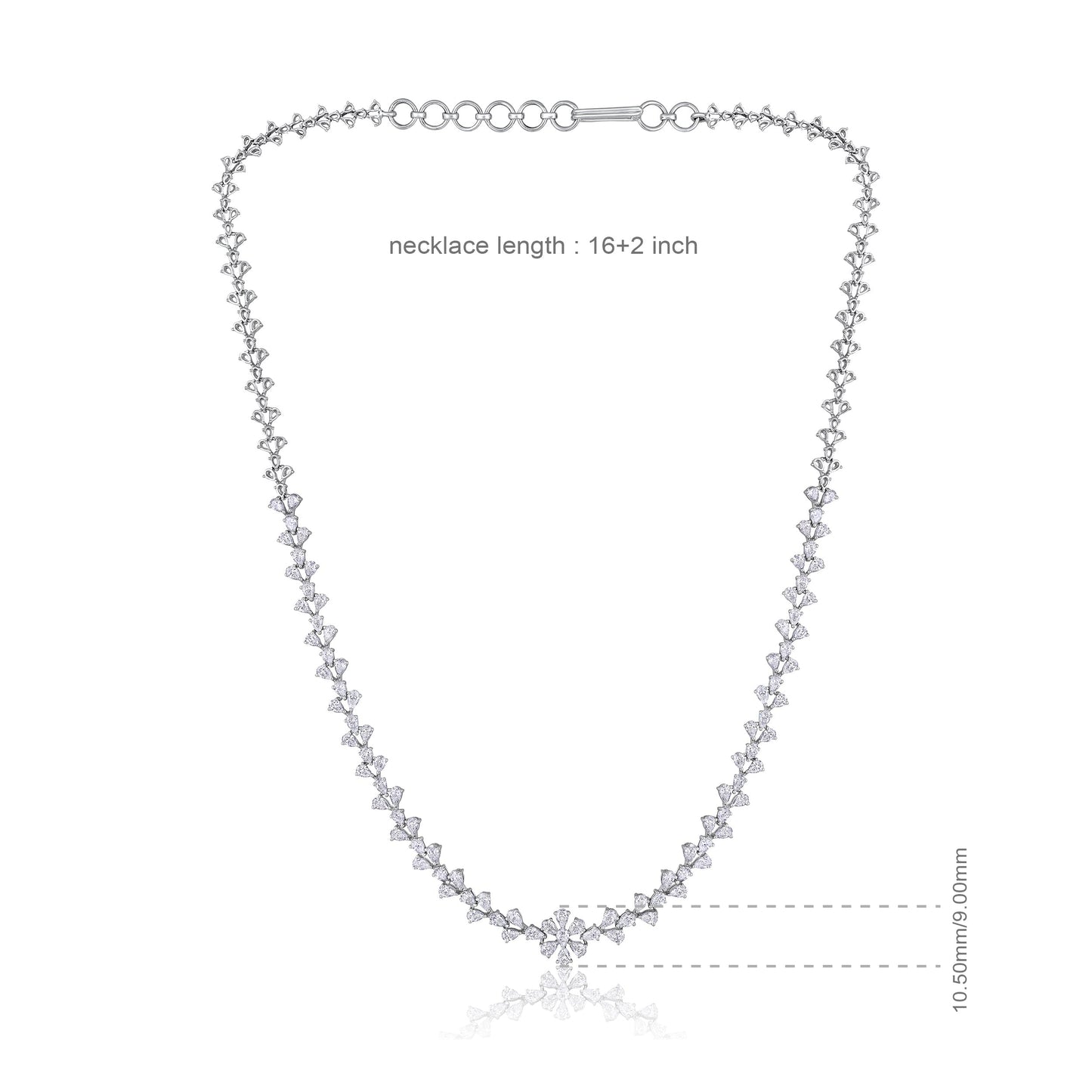 Solid Gold 6.4ct Natural Diamond Pear Necklace