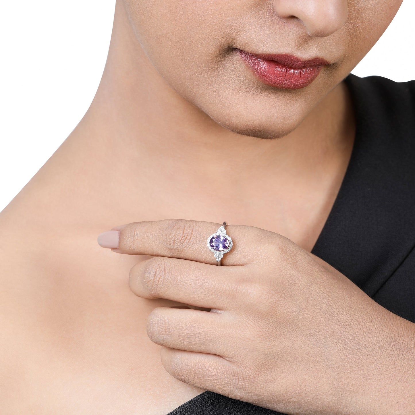 Solid Gold 2.2ct Natural Diamond w/ Amethyst Oval Ring