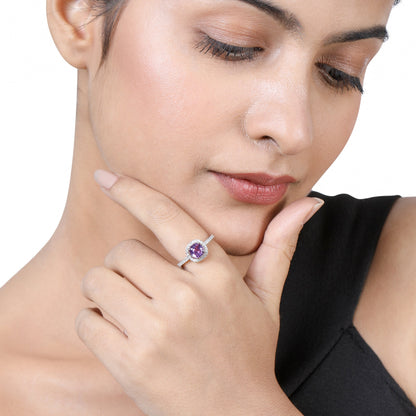 Solid Gold 1.7ct Natural Diamond w/ Alexandrite Cushion Ring