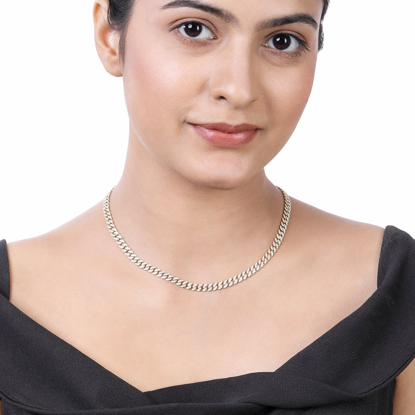 Solid Gold 3ct Natural Diamond 5mm Cuban Link Chain Necklace