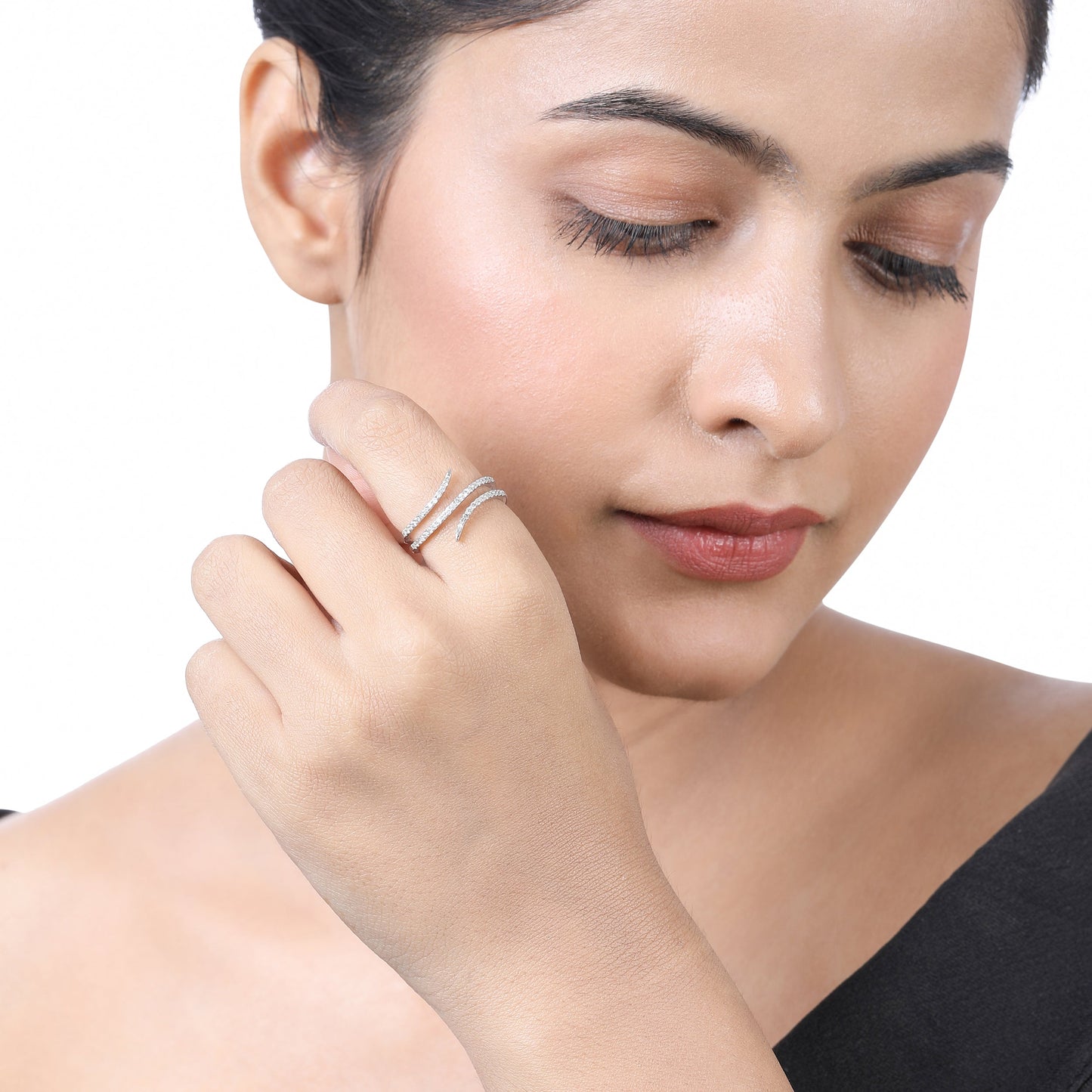 Solid Gold 0.3ct Natural Diamond Twist Wrap Spiral Vine Snake Ring