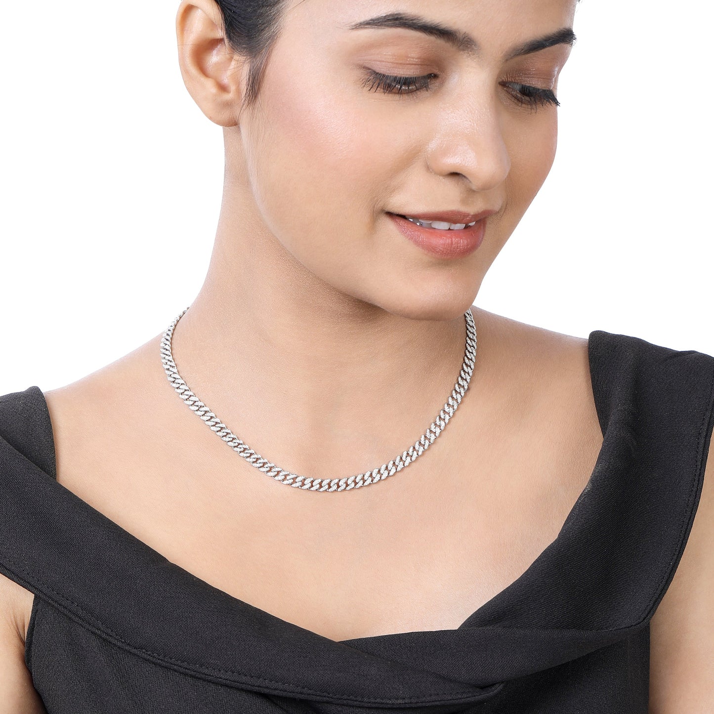 Solid Gold 3ct Natural Diamond 5.3mm Cuban Chain Link Necklace