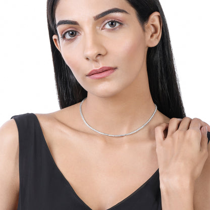 Solid Gold 6.1ct Natural Diamond 2.6mm 4 Prong Tennis Necklace