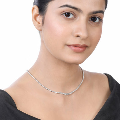 Solid Gold 4.2ct Natural Diamond Graduated 3 Prong Tennis Necklace