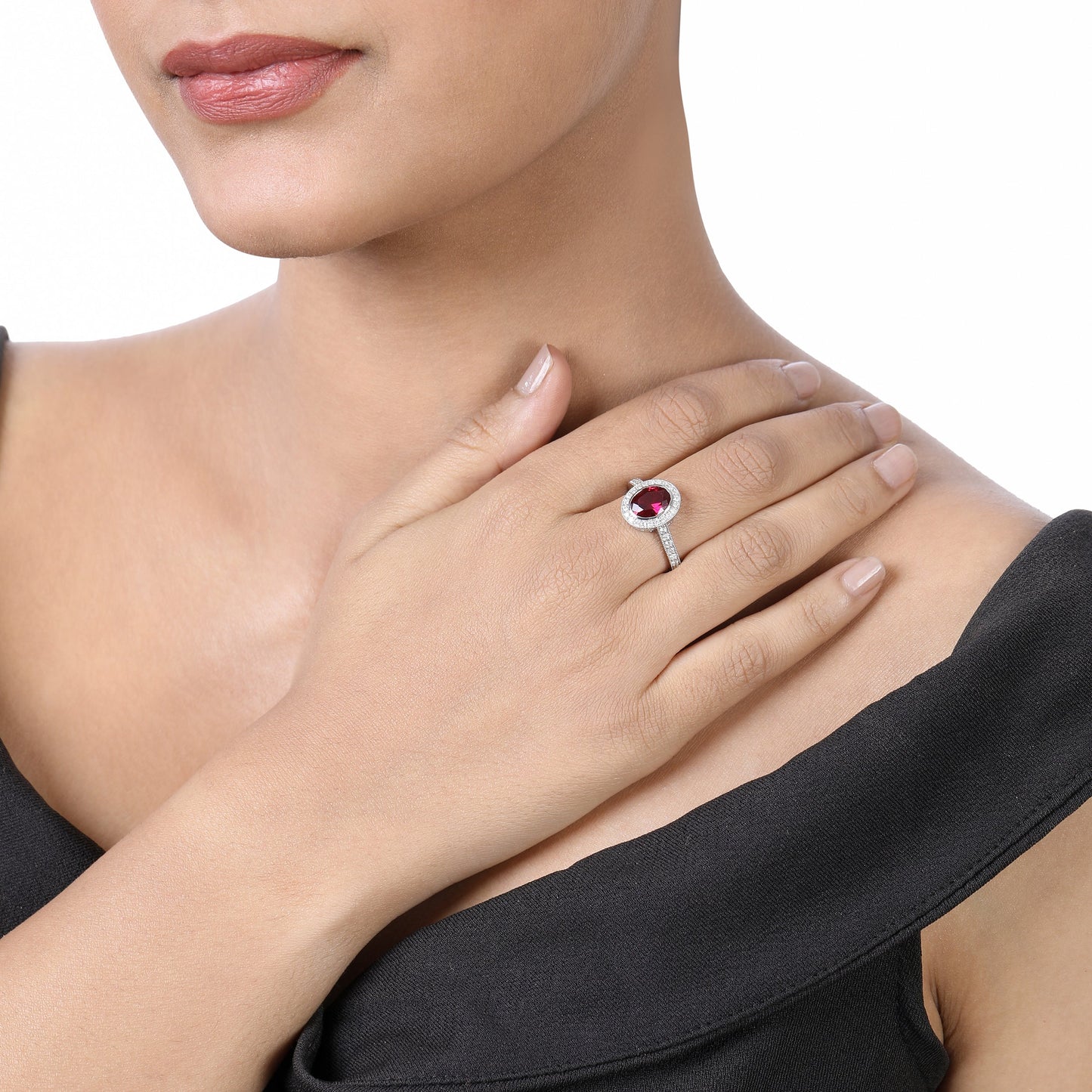 Solid Gold 2.4ct Natural Diamond w/ Ruby Oval Solitaire Ring