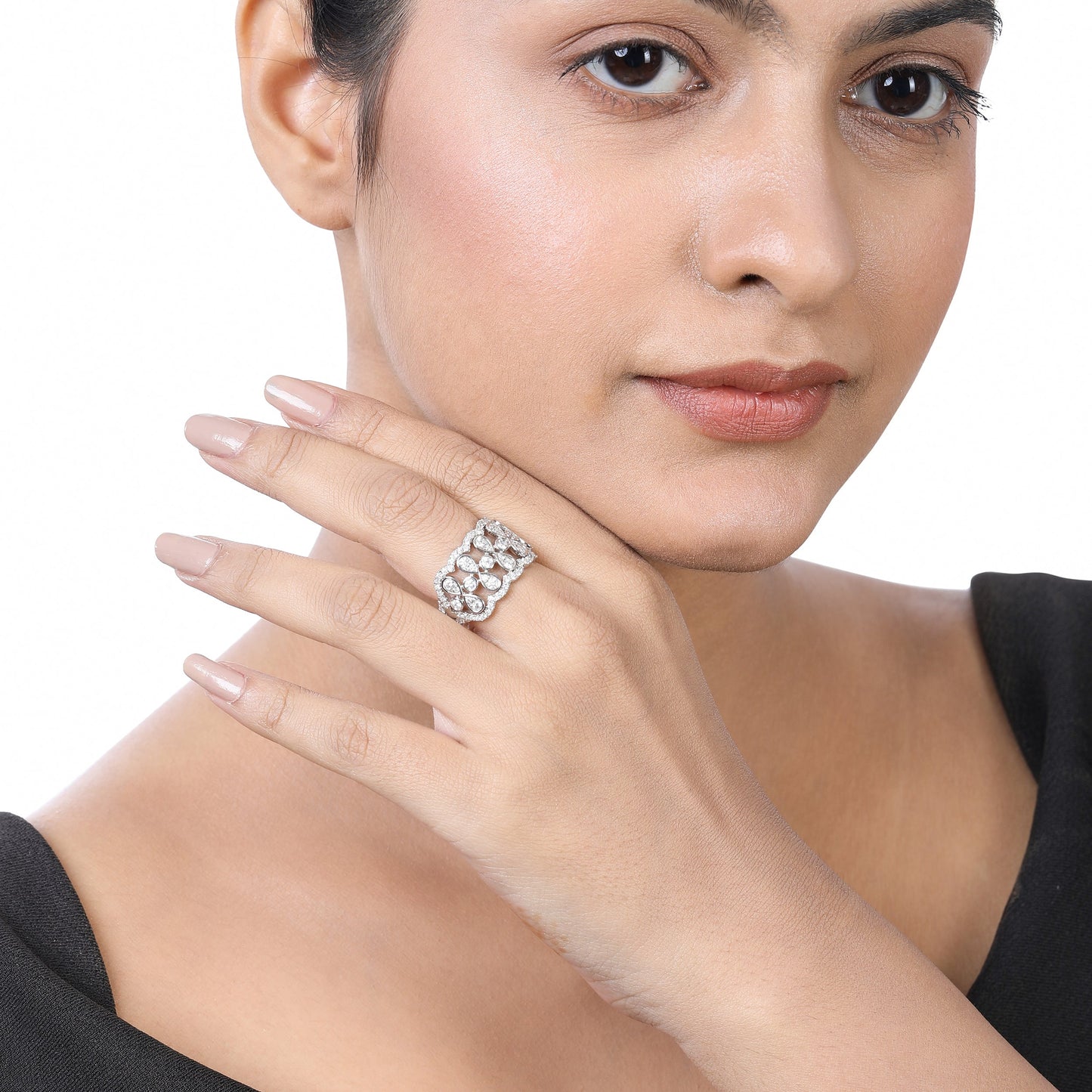 Solid Gold 1.15ct Natural Diamond Crown Pear Ring