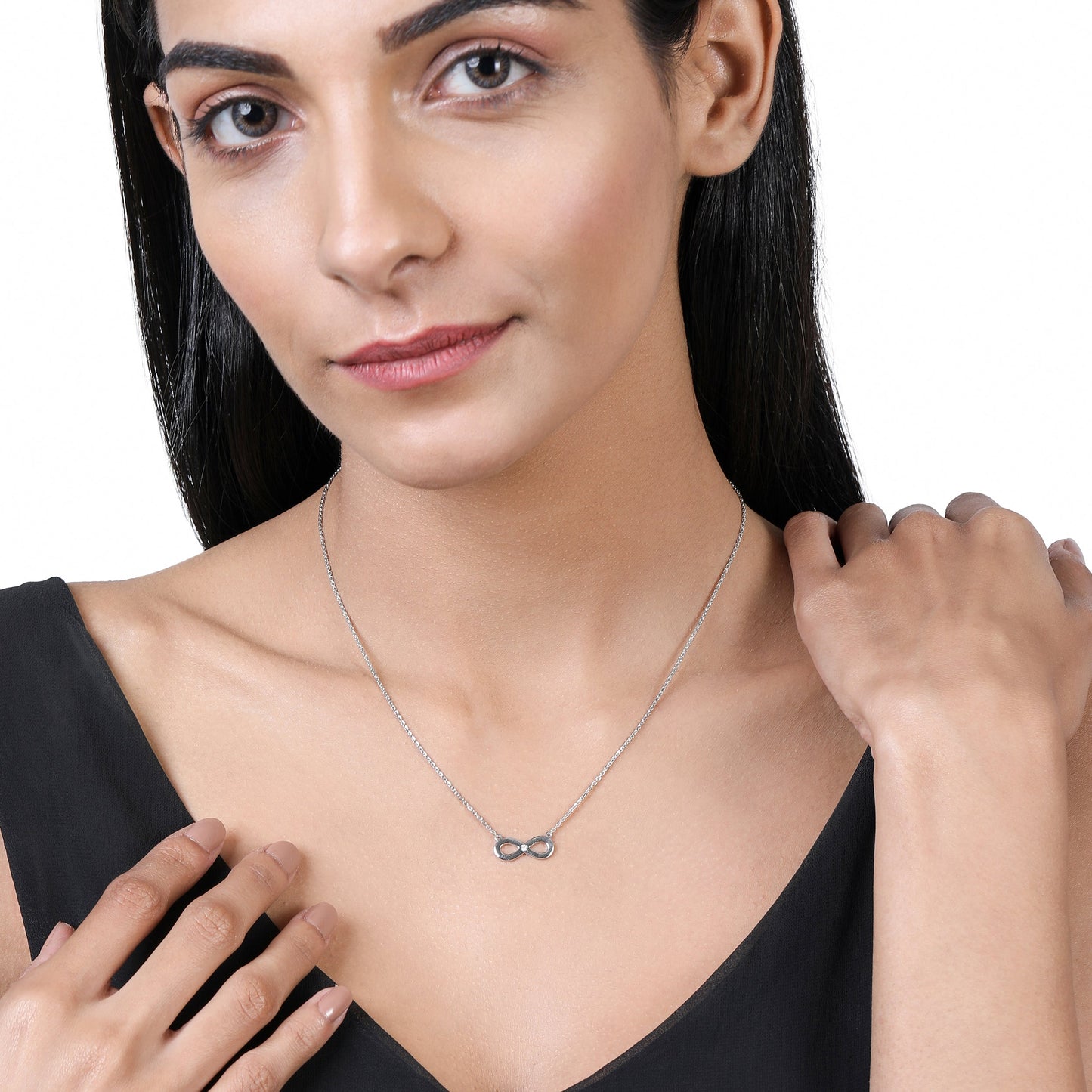 Solid Gold 0.02ct Natural Diamond Small Infinity Loop Necklace