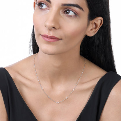 Solid Gold 1.7ct Natural Diamond Rose-Cut Oval Tennis Necklace