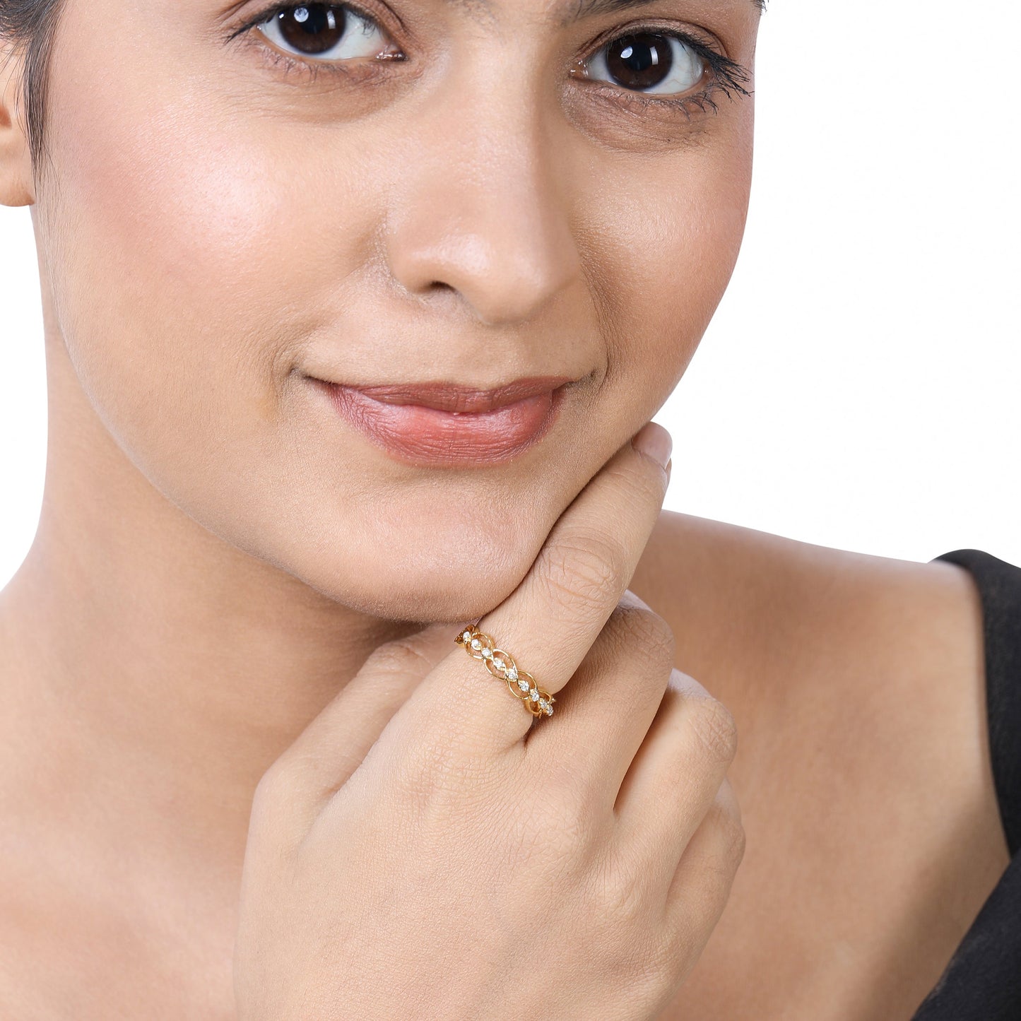 0.15ct Natural Diamond Solid Gold Loop Ring