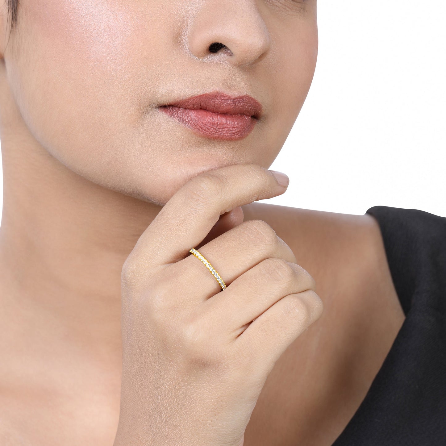 Solid Gold 0.2ct Natural Diamond Half Eternity Band Ring