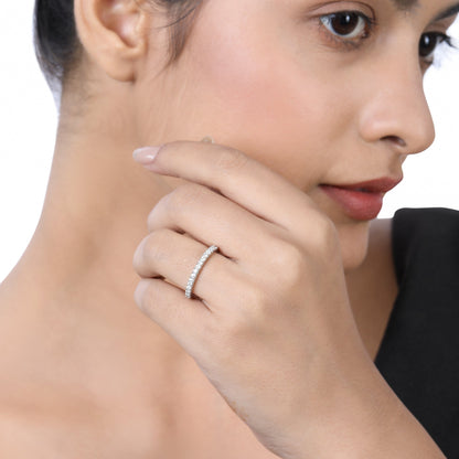 Solid Gold 0.32ct Natural Diamond Half Eternity Band Ring