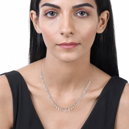 Solid Gold 6ct Natural Diamond Rose-Cut Pear Dangle Fringe Necklace
