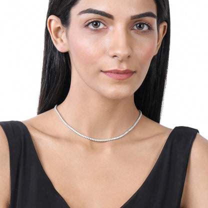 Solid Gold 8.4ct Natural Diamond 3.3mm 3 Prong Tennis Necklace