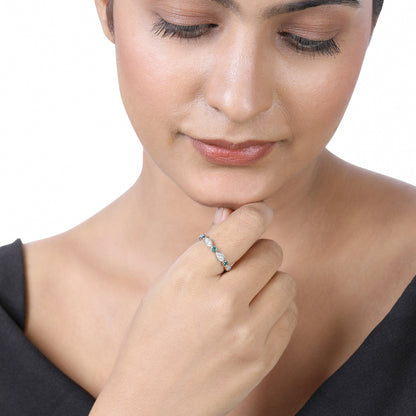 Solid Gold 0.73ct Natural Diamond w/ Emerald Band Crown Ring