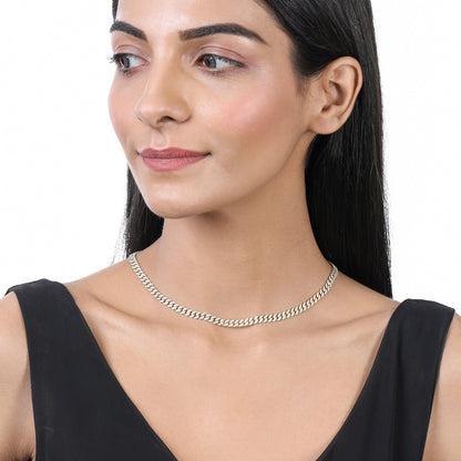 Solid Gold 3ct Natural Diamond 5mm Cuban Link Chain Necklace