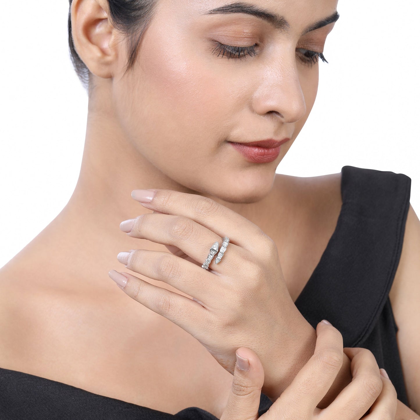 0.7ct Natural Diamond Solid Gold Serpenti Viper Snake Ring