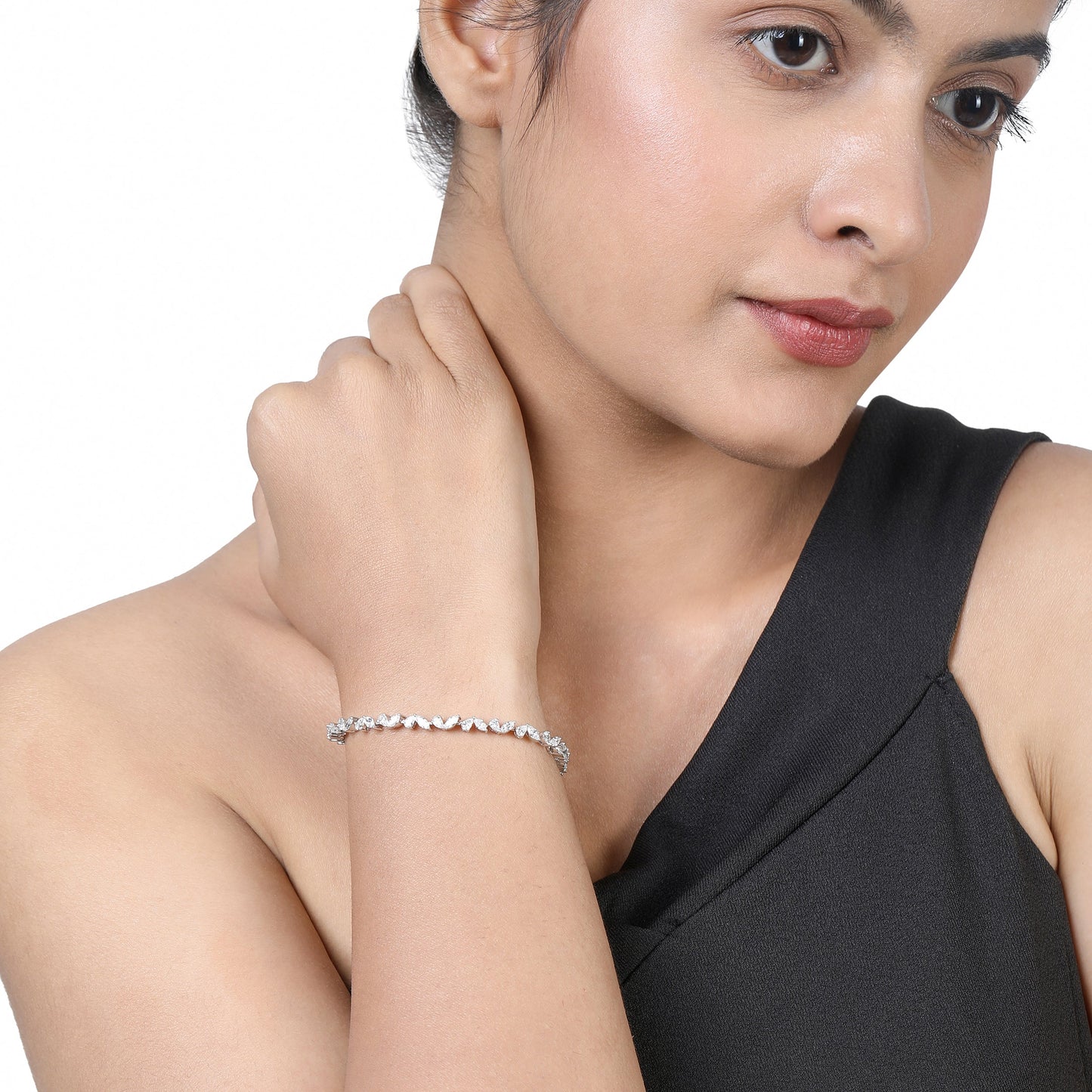 Solid Gold 4ct Natural Diamond Pear Marquise Tennis Bracelet