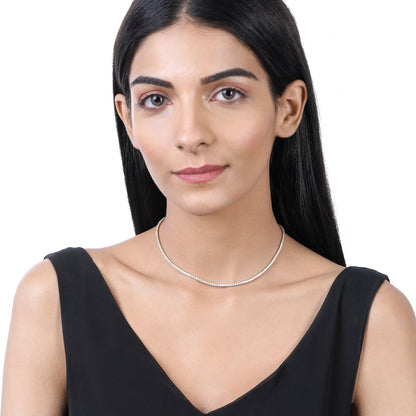 Solid Gold 5ct Natural Diamond 2.1mm 4 Prong Tennis Necklace