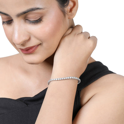 Solid Gold 1.3ct Natural Diamond 4.1mm Illusion Tennis Bracelet