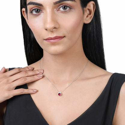 Solid Gold 1.3ct Natural Diamond w/ Ruby Cushion Pendant Only