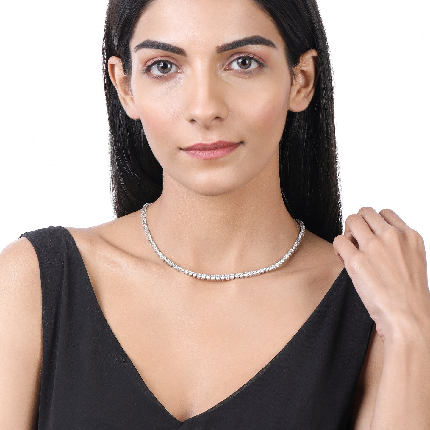 Solid Gold 14.5ct Natural Diamond Graduated 3 Prong Tennis Necklace