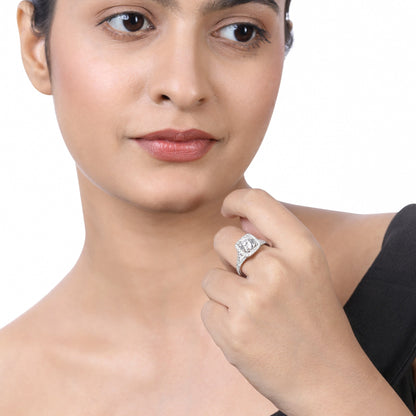 Solid Gold 2.7ct Natural Diamond Round Solitaire Halo Ring