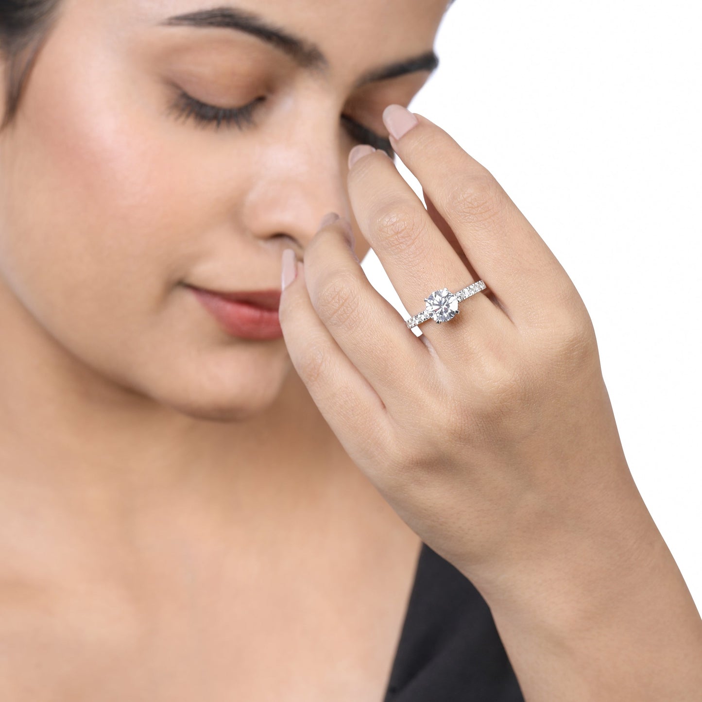 Solid Gold 2.4ct Natural Diamond Round Solitaire Halo Ring