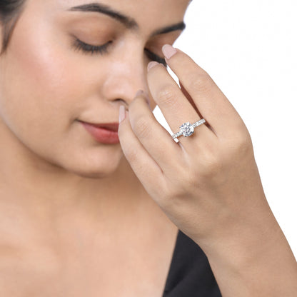 Solid Gold 2.4ct Natural Diamond Round Solitaire Halo Ring