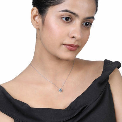 Solid Gold 0.8ct Natural Diamond w/ Aquamarine Cushion Pendant
