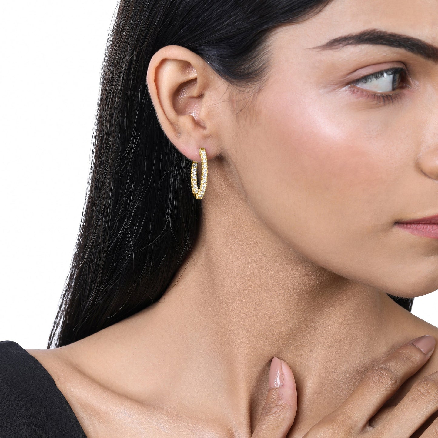 Solid Gold 5.2ct Natural Diamond Inside Out Chunky Hoop Earrings
