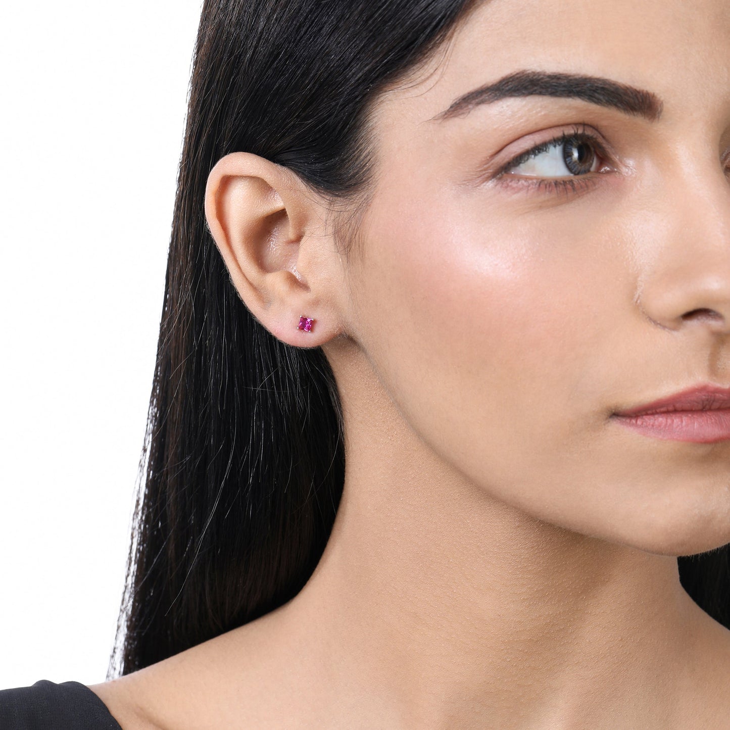 Solid Gold 0.56ct Ruby Square Stud Earrings