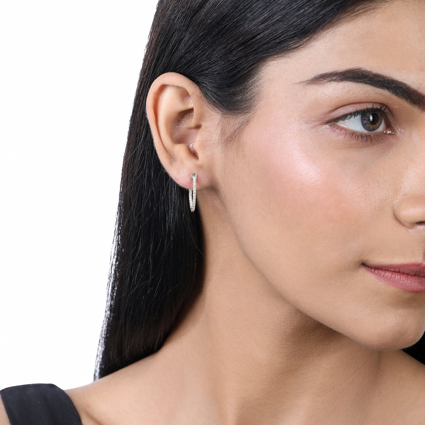 Solid Gold 0.5ct Natural Diamond 20mm Inside-Out Oval Hoop Earrings