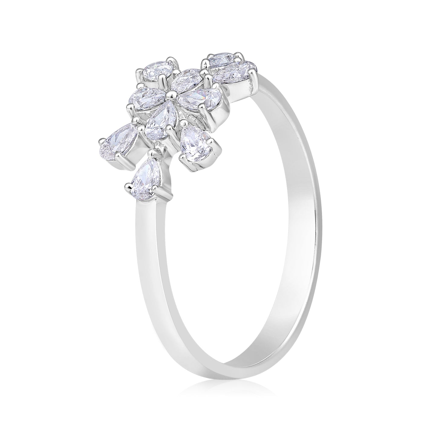 Solid Gold 0.5ct Natural Diamond Pear Snowflake Ring