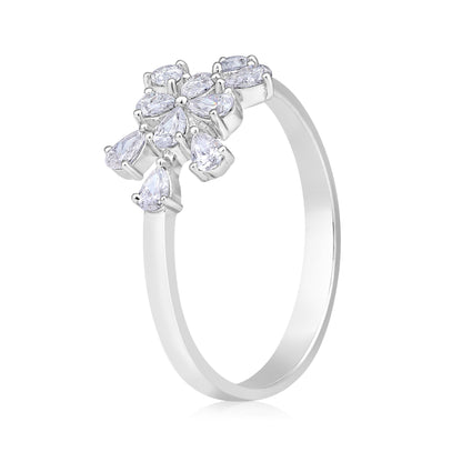 Solid Gold 0.5ct Natural Diamond Pear Snowflake Ring