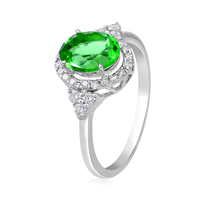 Solid Gold 1.3ct Natural Diamond w/ Peridot August Oval Ring