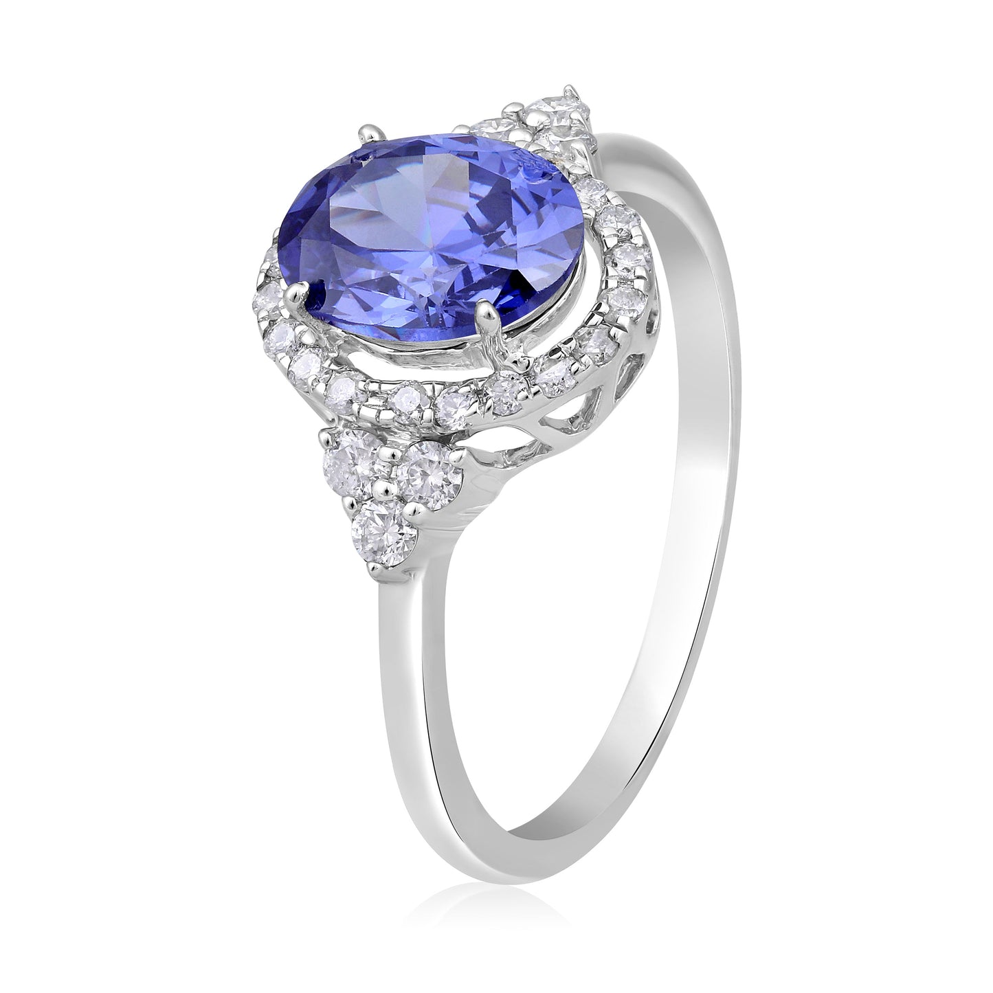 Solid Gold 2.25ct Natural Diamond w/ Tanzanite Oval Ring