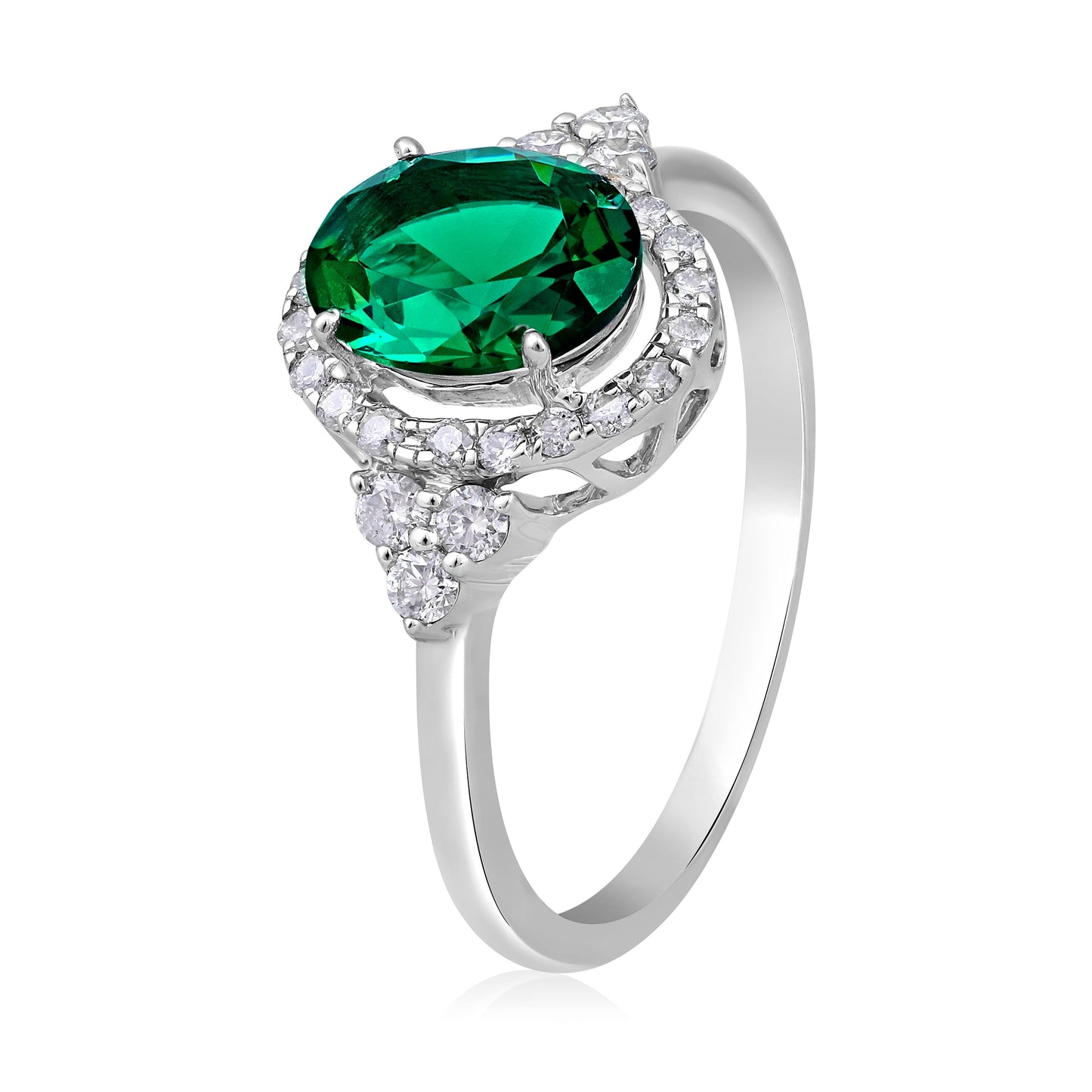 Solid Gold 1.35ct Natural Diamond w/ Emerald Oval Ring