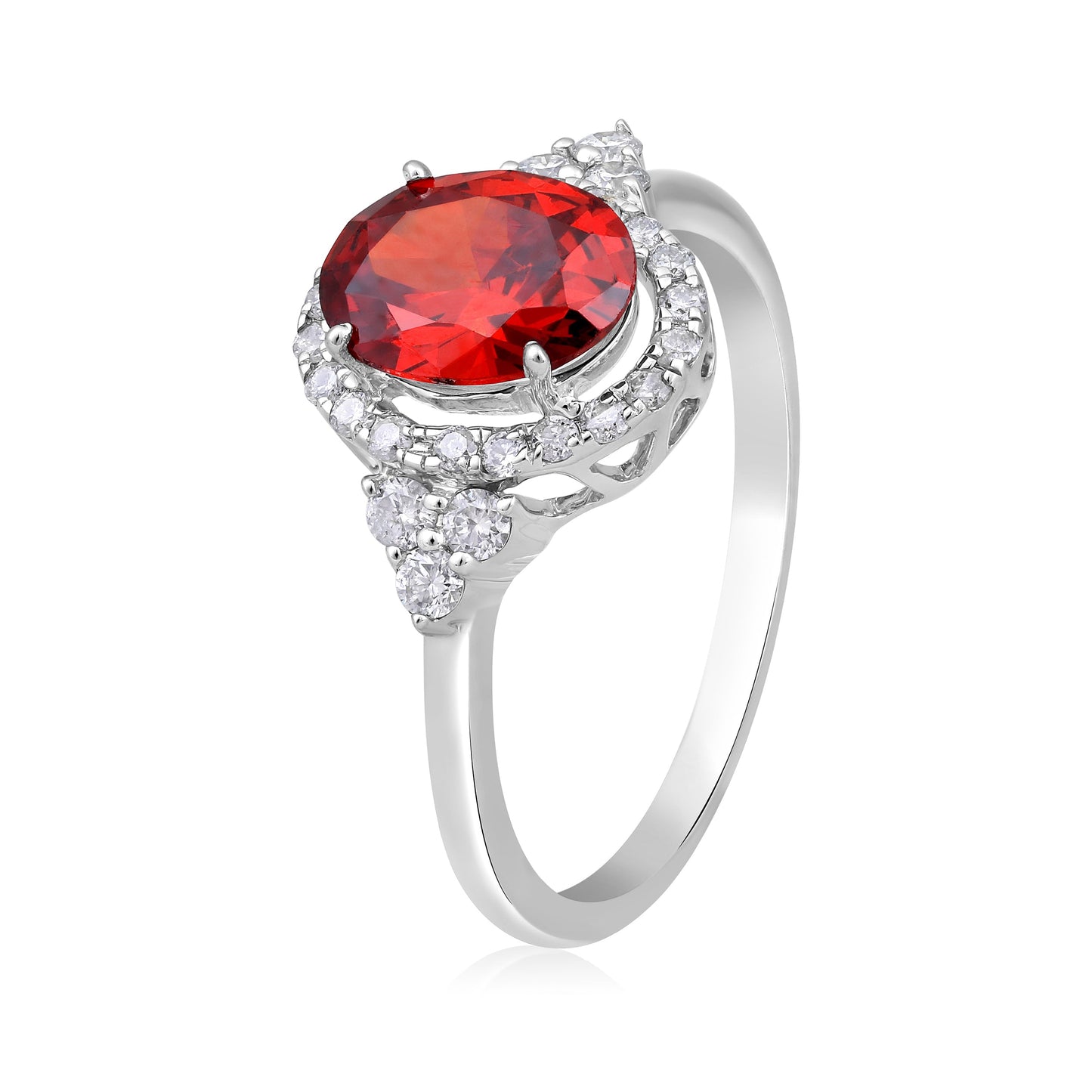 Solid Gold 2.3ct Natural Diamond w/ Garnet January Oval Ring