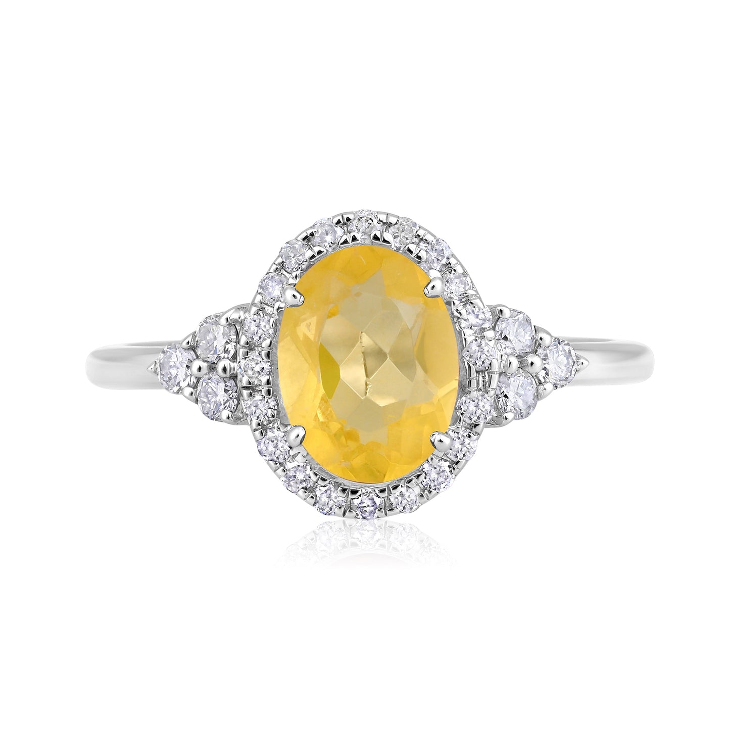 Solid Gold 1.4ct Natural Diamond w/ Citrine November Oval Ring