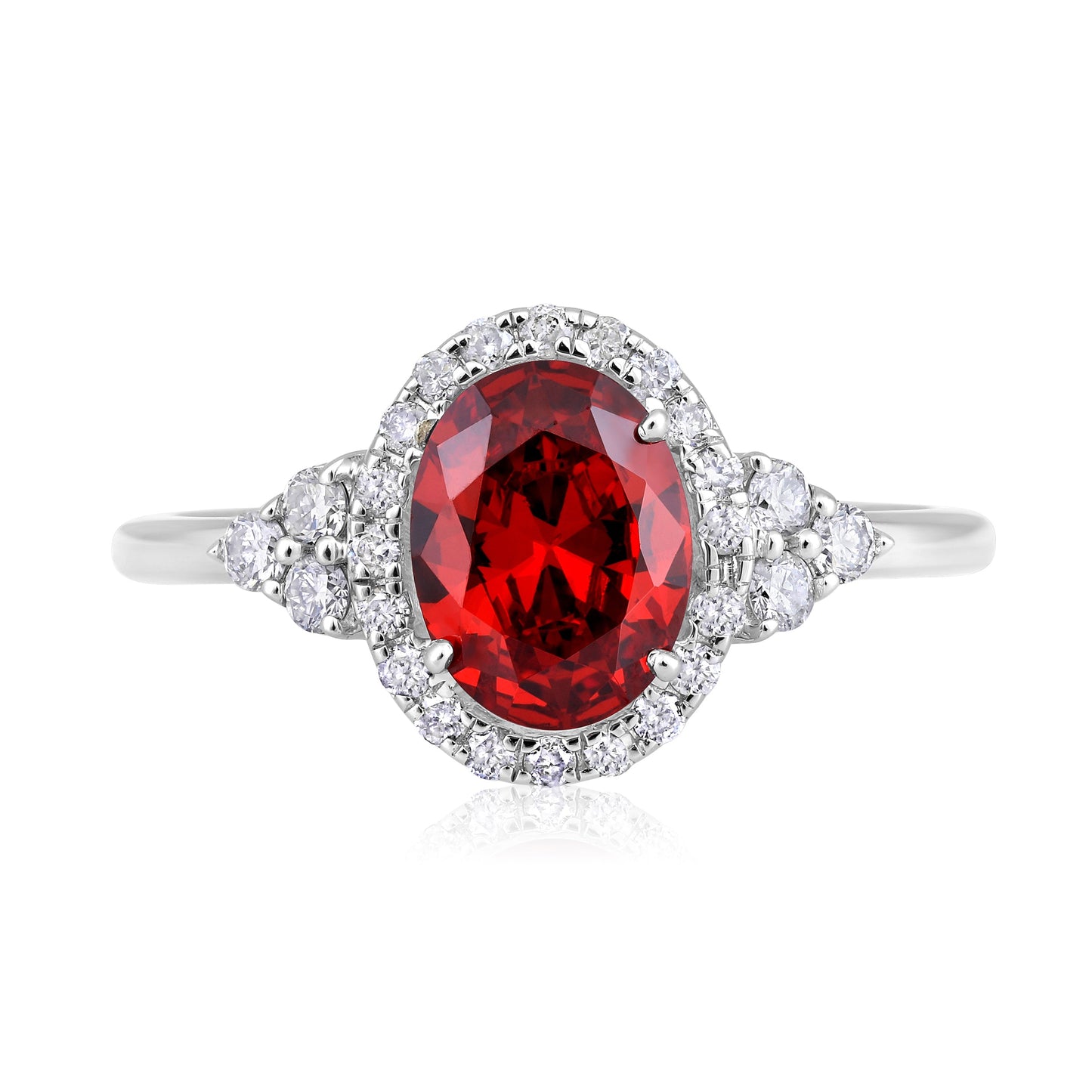 Solid Gold 2.3ct Natural Diamond w/ Garnet January Oval Ring
