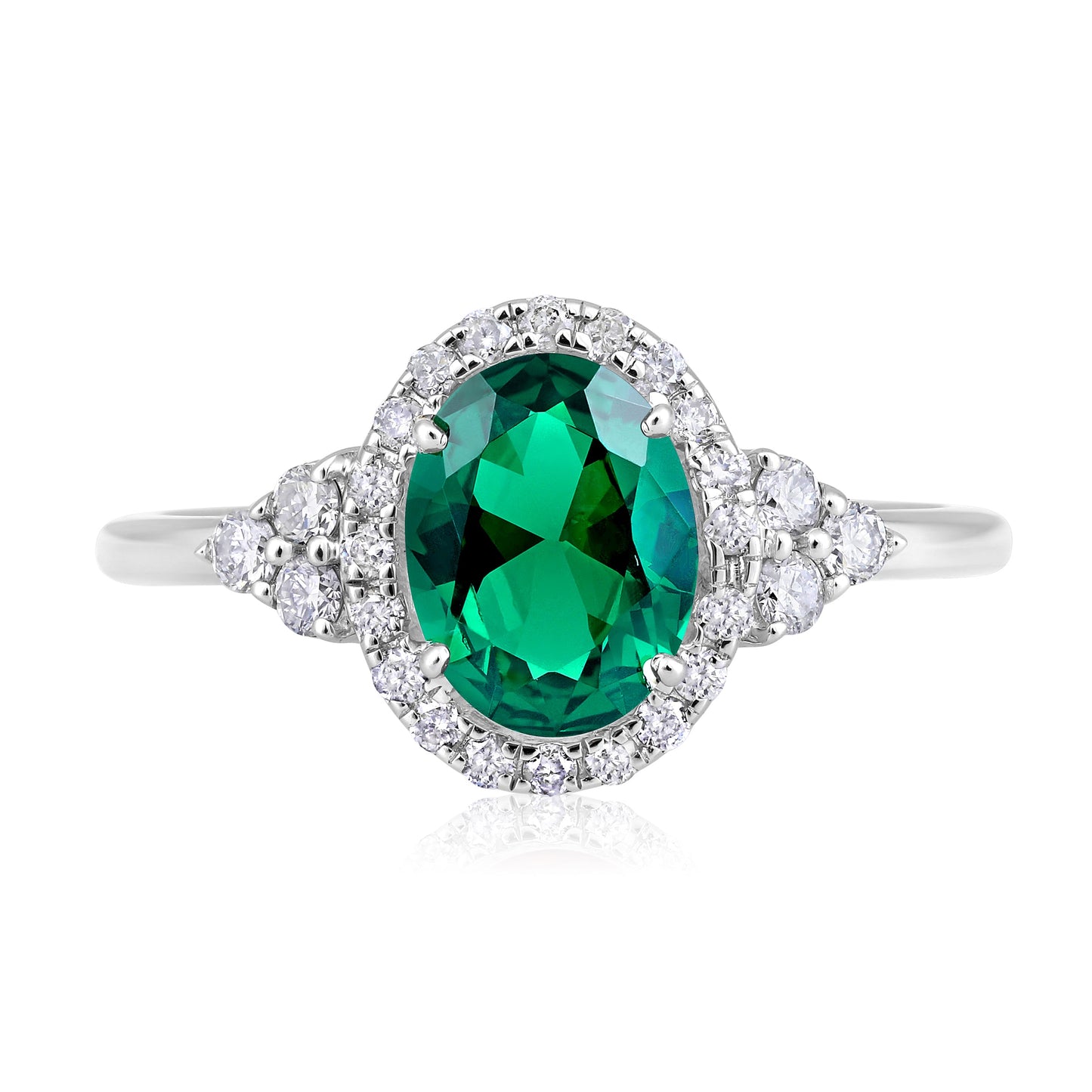 Solid Gold 1.35ct Natural Diamond w/ Emerald Oval Ring