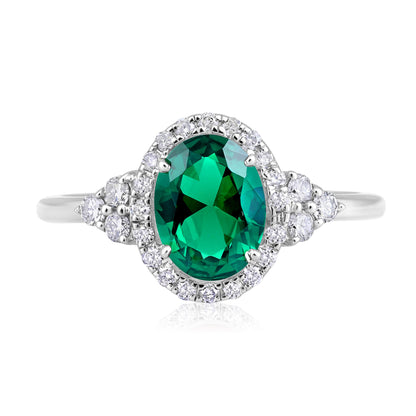 Solid Gold 1.35ct Natural Diamond w/ Emerald Oval Ring