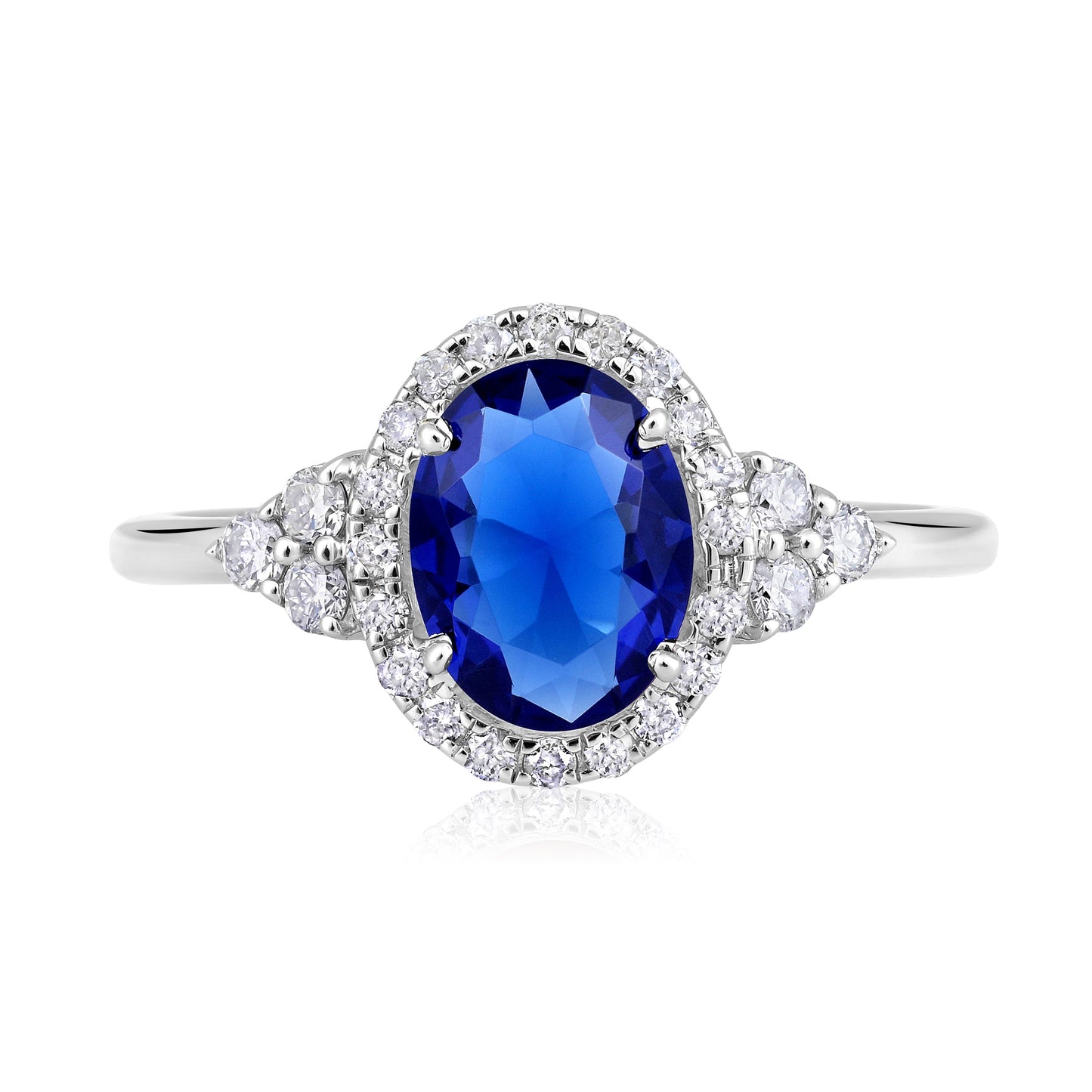 Solid Gold 1.34ct Natural Diamond w/ Sapphire Oval Ring