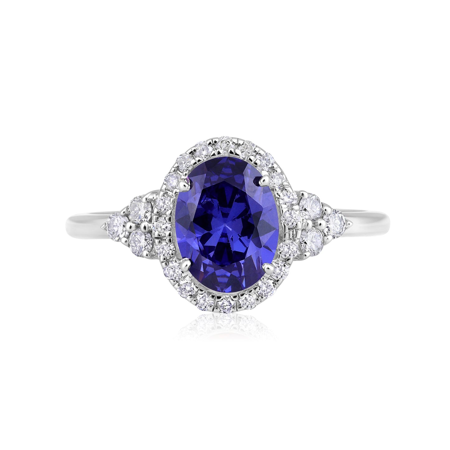 Solid Gold 2.25ct Natural Diamond w/ Tanzanite Oval Ring