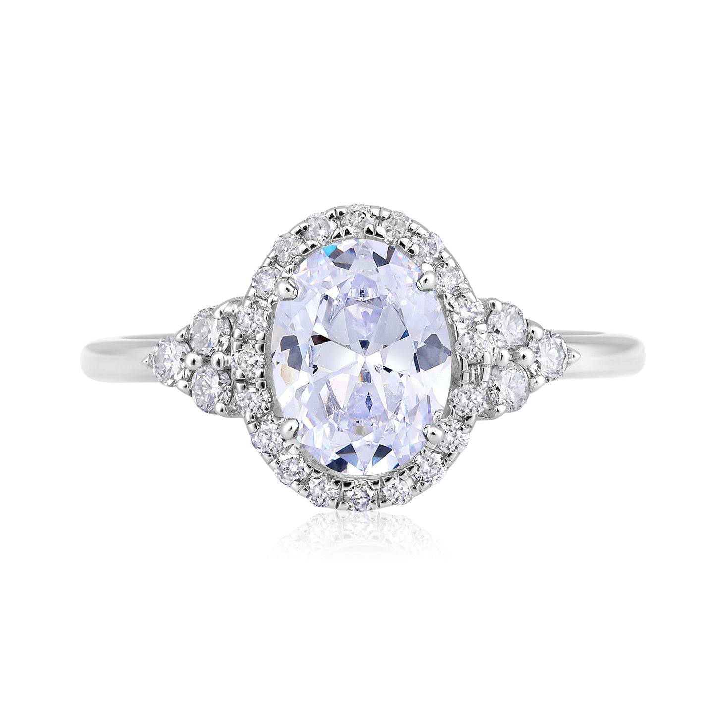 Solid Gold 2.4ct Natural Diamond w/ Cubic Zirconia April Oval Ring