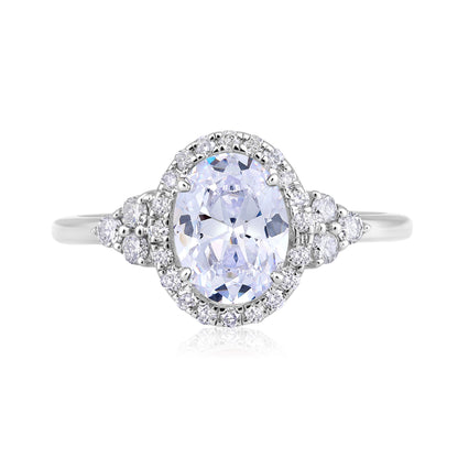 Solid Gold 2.4ct Natural Diamond w/ Cubic Zirconia April Oval Ring