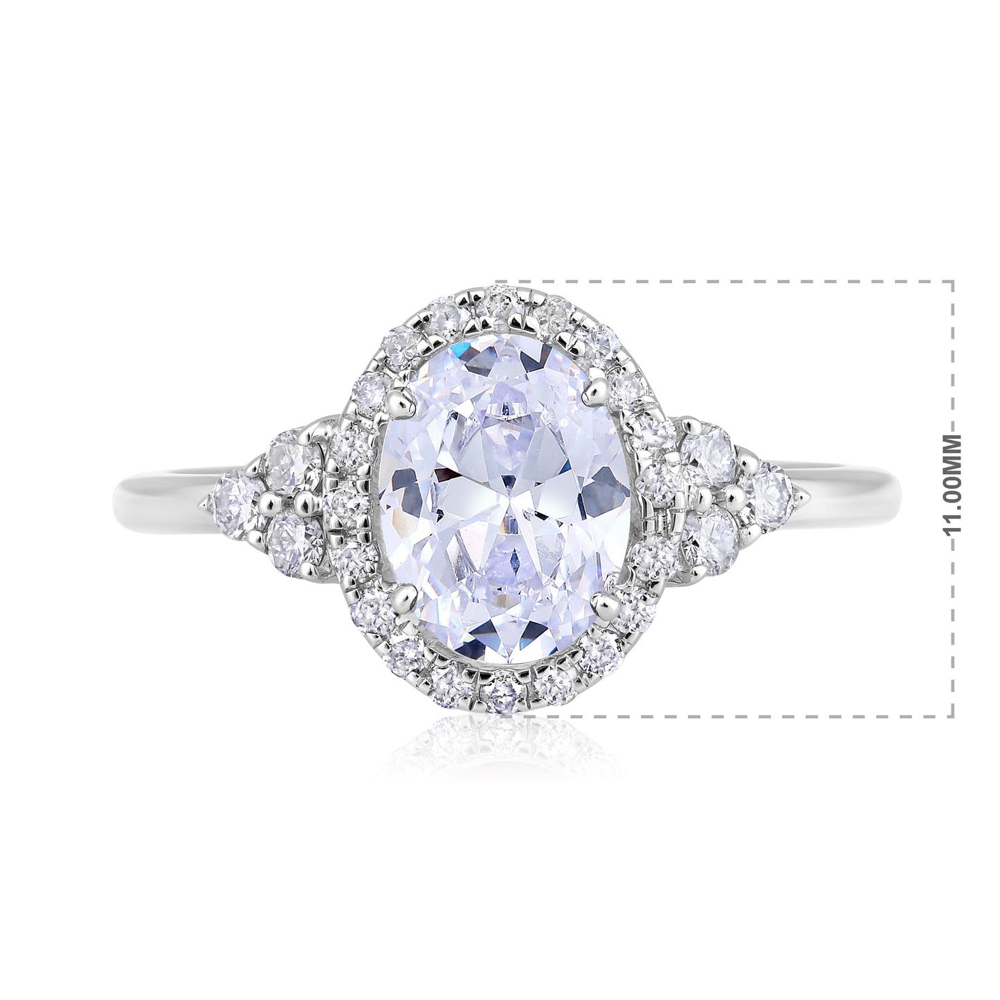 Solid Gold 2.4ct Natural Diamond w/ Cubic Zirconia April Oval Ring